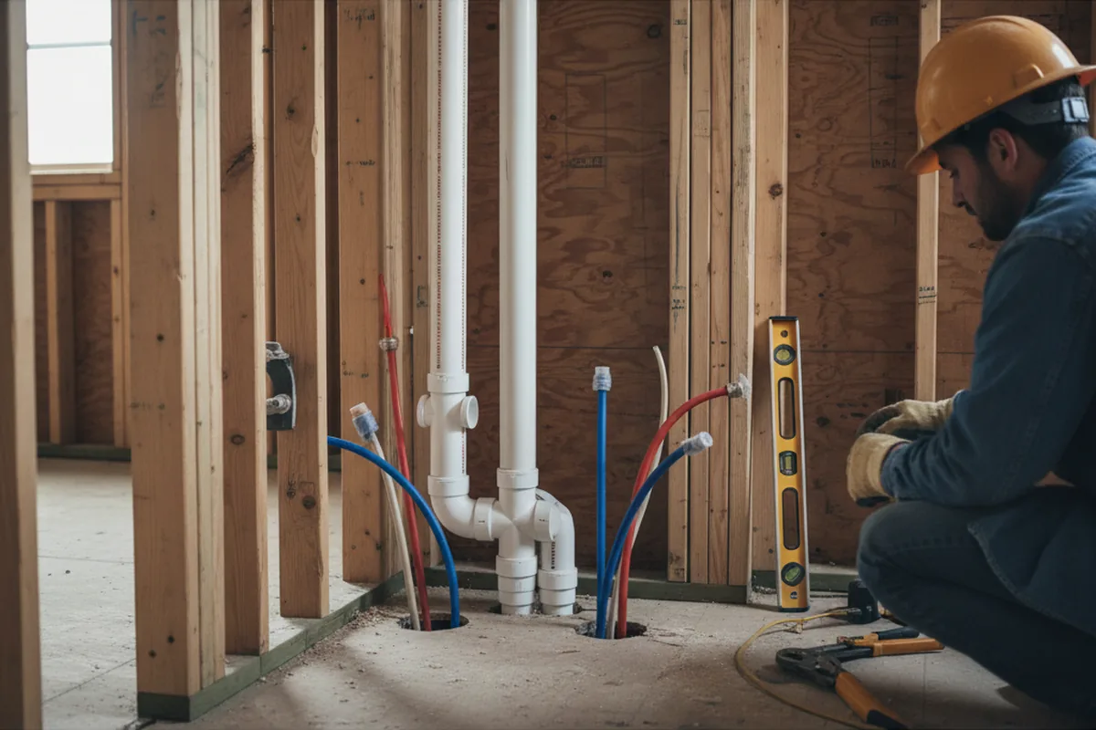 Drain and supply rough-in during Toilet Repair and Installation in Kirkland